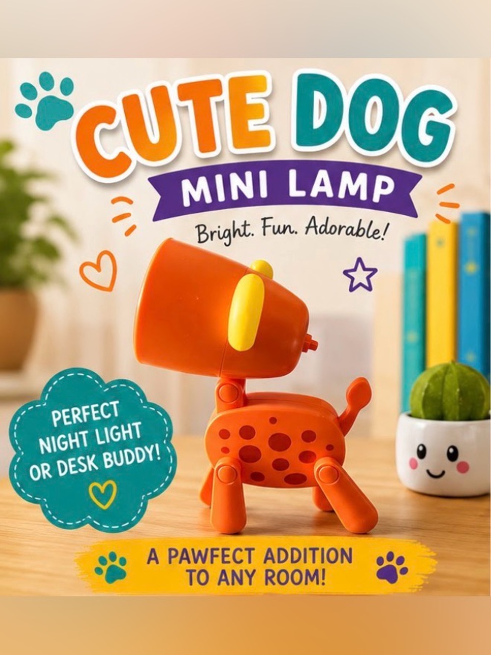Mini book light, movable, orange giraffe NWT